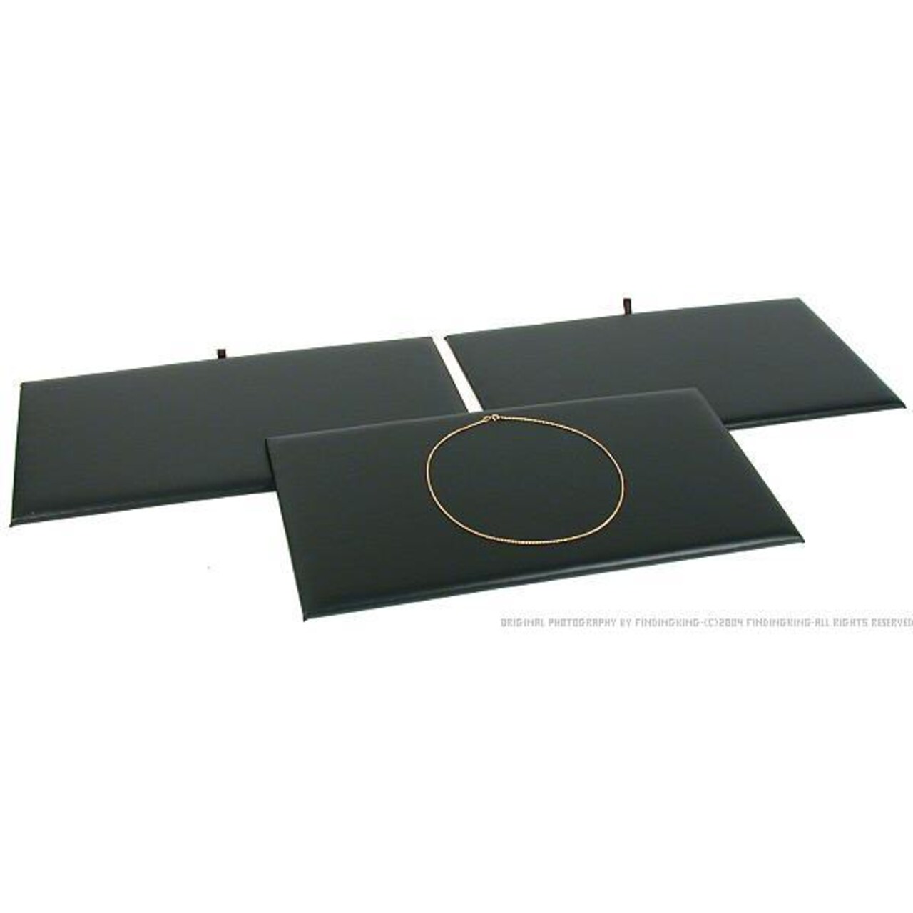 3 Black Leather Jewelry Chain Display Pad Showcase Tray Inserts 14 1/8"